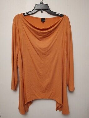 Lisa Bayne Long Sleeved Orange Cowl Neck Top XXL 2XL